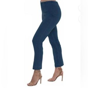 LIOR PARIS "SASHA" STRAIGHT LEG PULL-ON PANT IN DARK DENIM BLUE